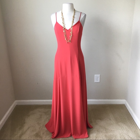 White House Black Market Dresses & Skirts - Tie lace up slip maxi coral dress